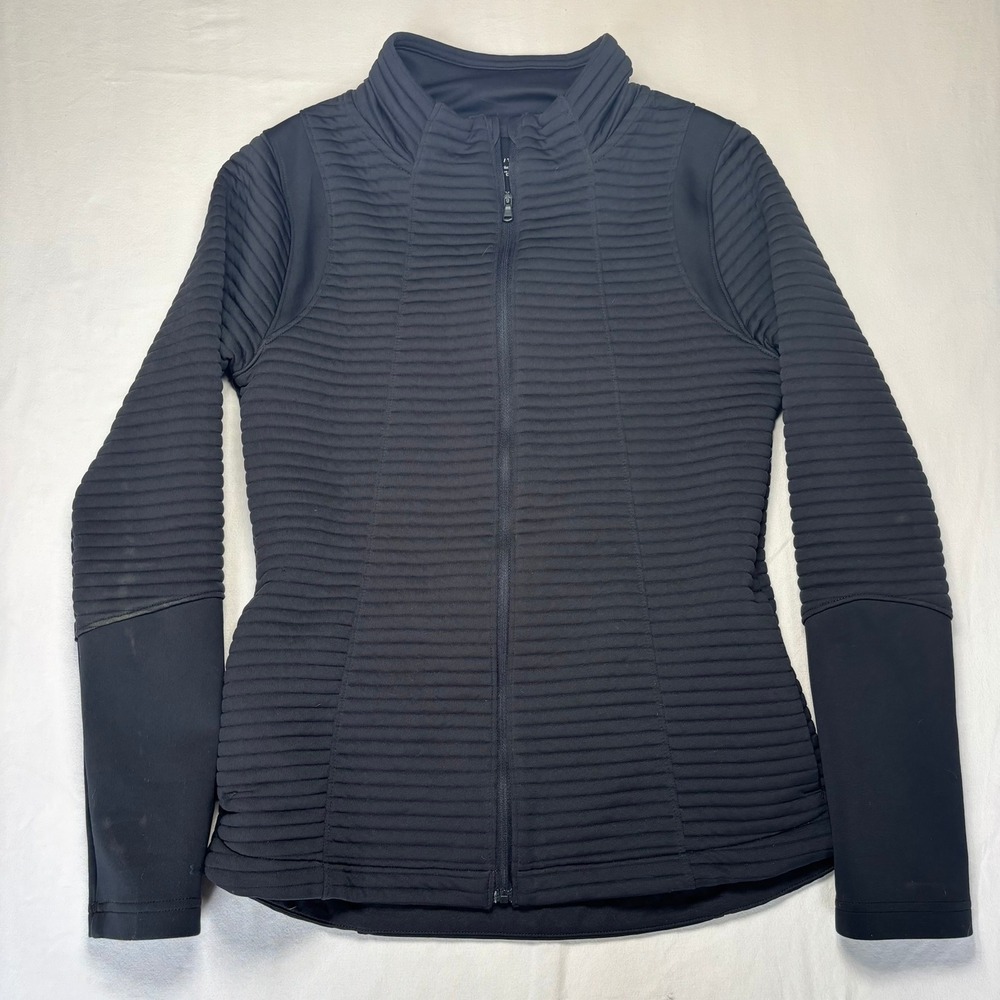 Under Armour Jacket Womens XS Black ColdGear Ribbed Full Zip Fitted Golf Running